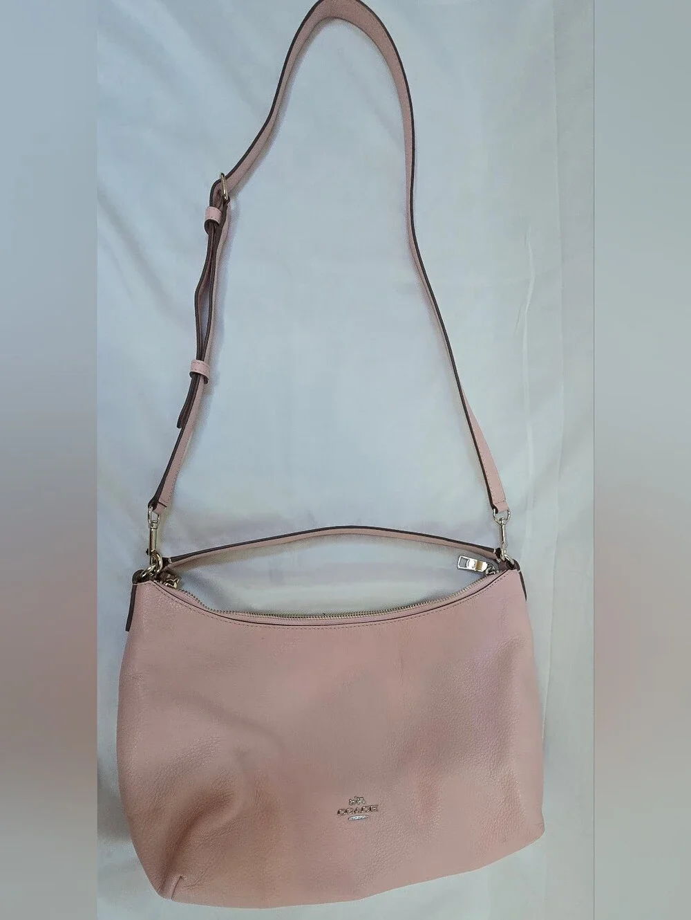 Coach Celeste Pink Ruby Pebbled Leather Convertible Hobo F36628